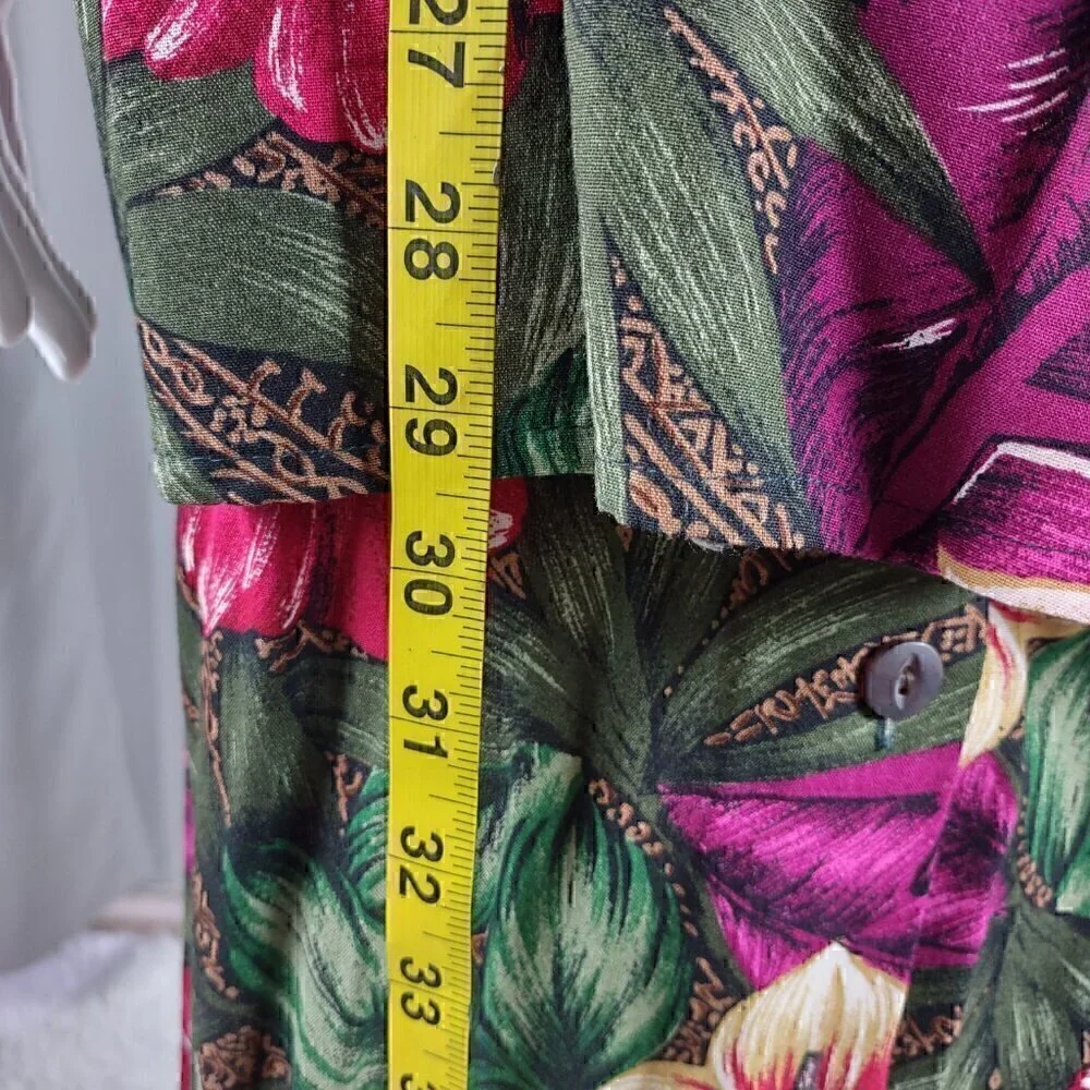 Bentley Women's Green, Pink Floral, Hawaiian 2 Pc Blouse & Skirt Suit Size 22W